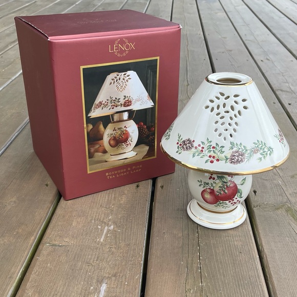 Lenox Boxwood & Pine Pattern Tea Light Lamp Candle Holder in Original Box - Picture 15 of 15